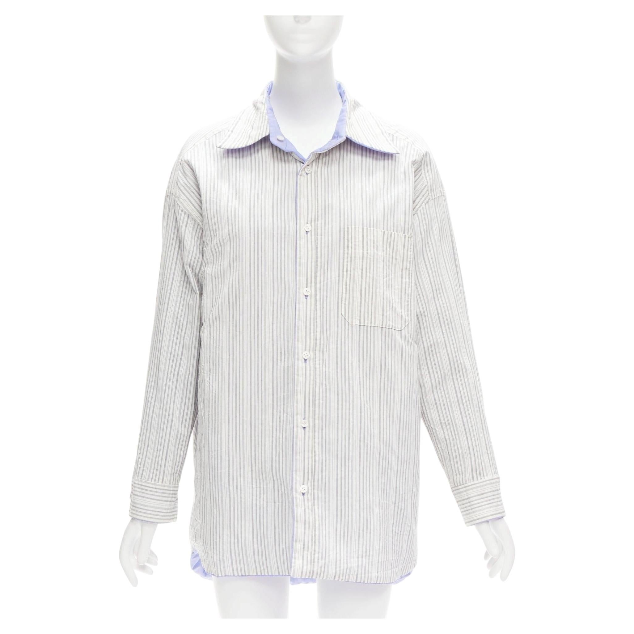 ACNE STUDIOS Reversible blue grey pinstripes padded oversized shirt FR34 XS