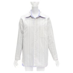ACNE STUDIOS Reversible blue grey pinstripes padded oversized shirt FR34 XS