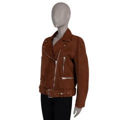 ACNE STUDIOS rust brown suede 2018 MERLYN BIKER Jacket 38 M