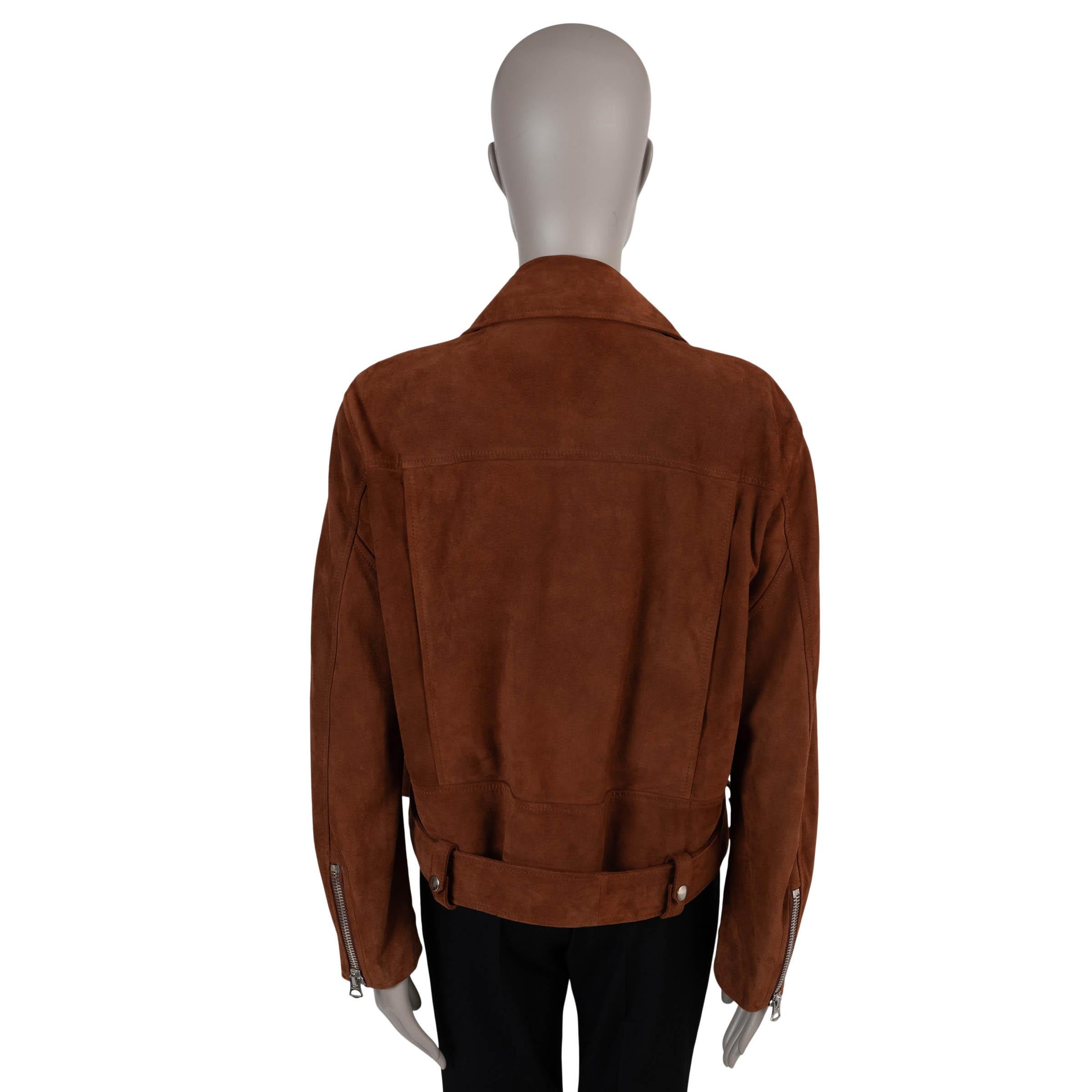 Nero ACNE STUDIOS rust brown suede 2018 MERLYN BIKER Jacket 38 M in vendita