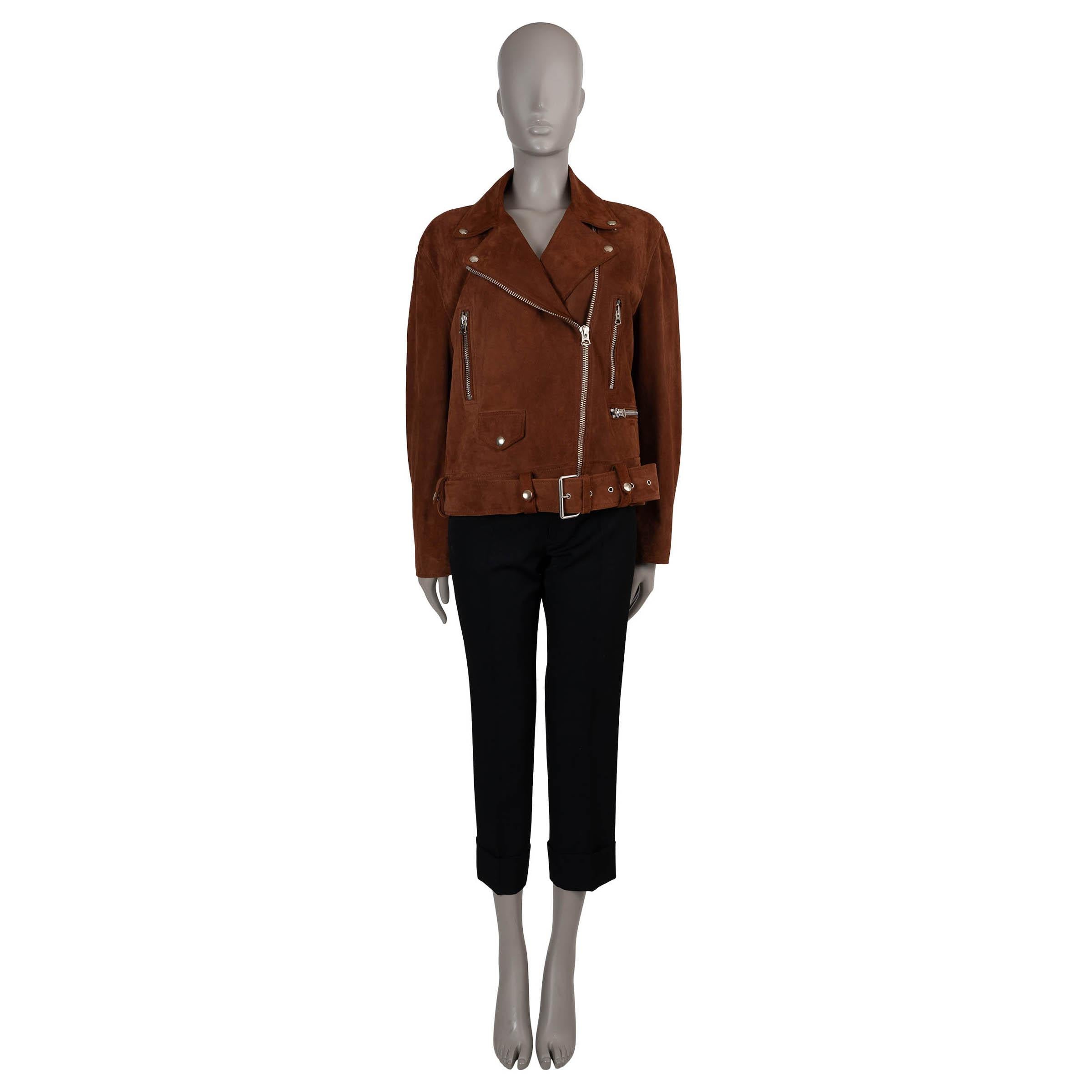 ACNE STUDIOS rust brown suede 2018 MERLYN BIKER Jacket 38 M In condizioni ottime in vendita a Zürich, CH
