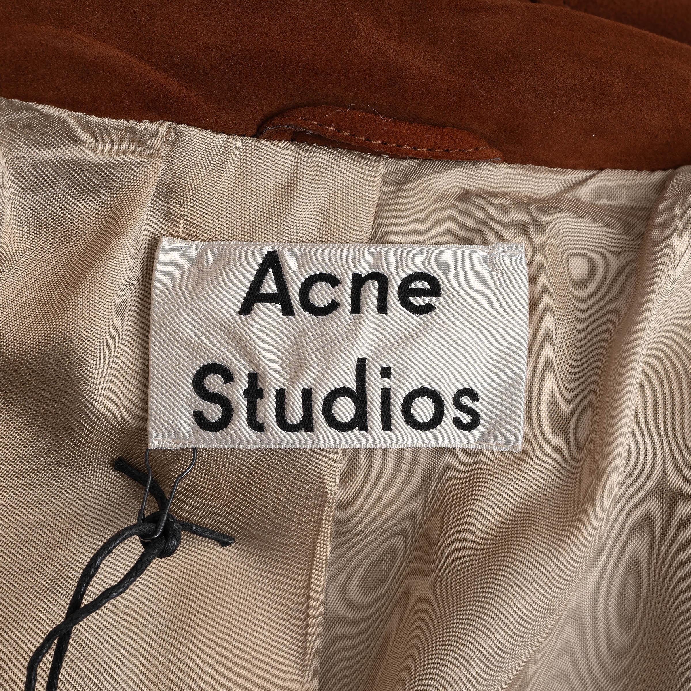 ACNE STUDIOS rust brown suede 2018 MERLYN BIKER Jacket 38 M in vendita 1