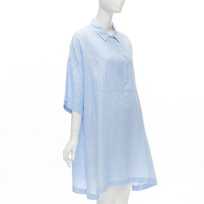 Blue ACNE STUDIOS Sena Li 100% linen light blue short sleeve casual dress FR38 M
