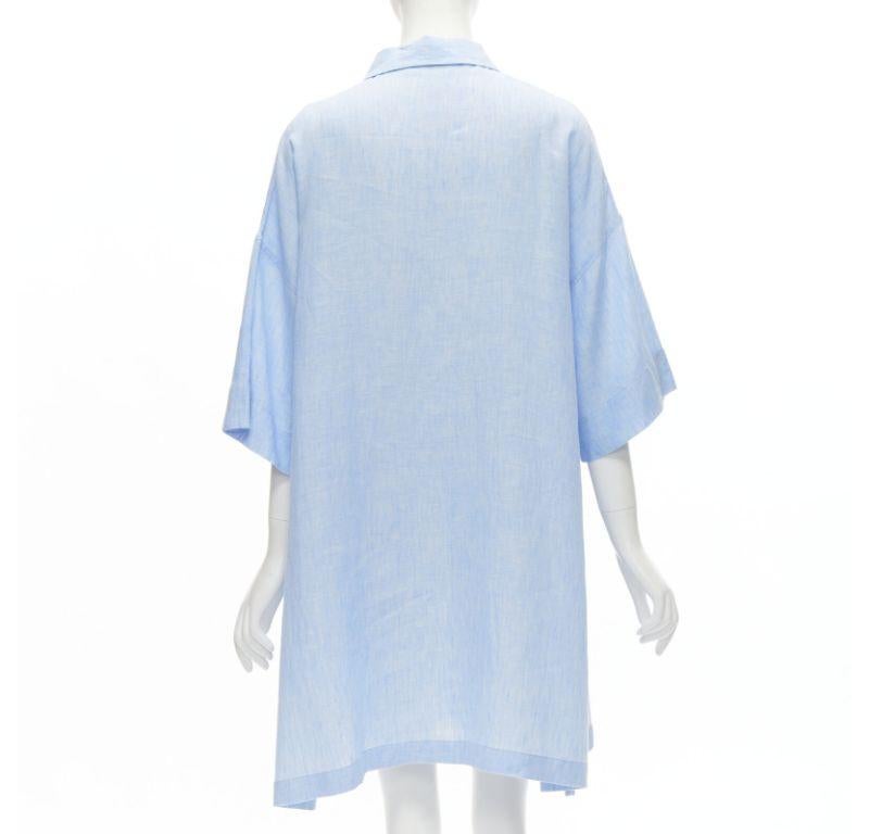 Women's ACNE STUDIOS Sena Li 100% linen light blue short sleeve casual dress FR38 M