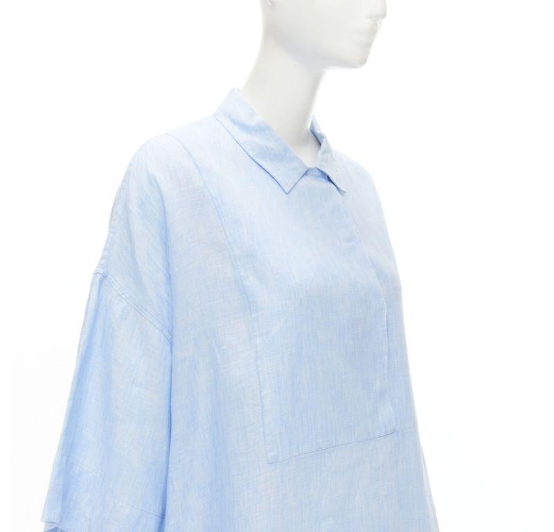 ACNE STUDIOS Sena Li 100% linen light blue short sleeve casual dress FR38 M 2