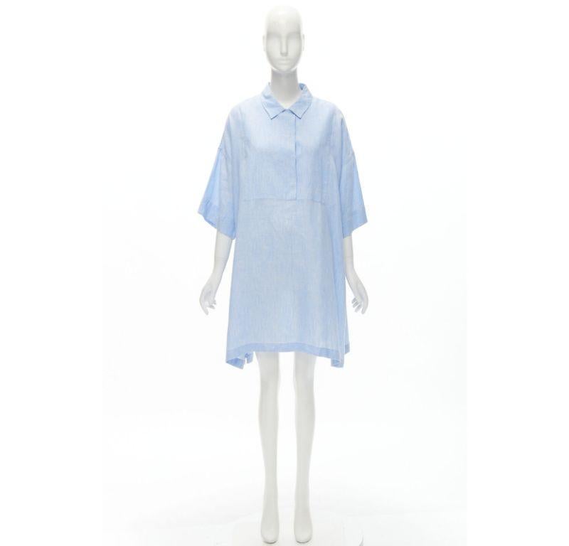 ACNE STUDIOS Sena Li 100% linen light blue short sleeve casual dress FR38 M 4
