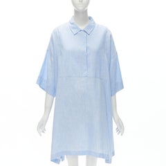 ACNE STUDIOS Sena Li 100% Leinen hellblaues lässiges Kleid mit kurzen Ärmeln FR38 M