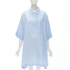 ACNE STUDIOS Robe décontractée à manches courtes en lin bleu clair 100 % Sena Li FR38 M