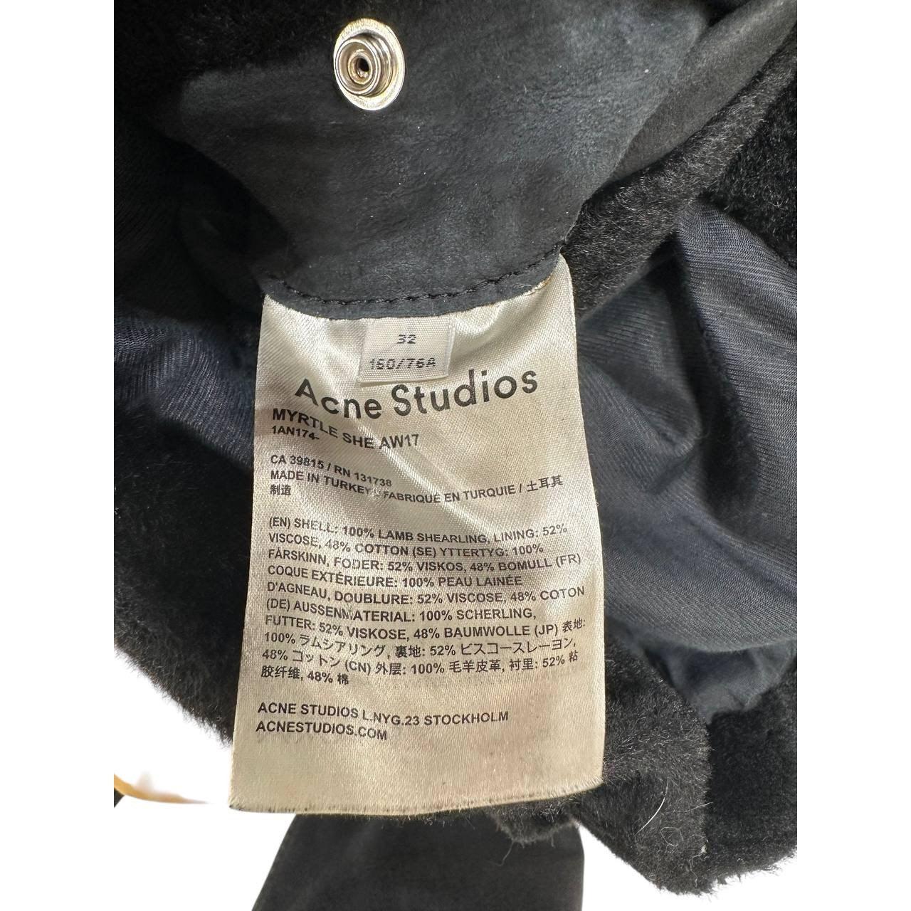 Nero Giacca biker in pelle di shearling Studio A - Taglia 32 (XXS) in vendita