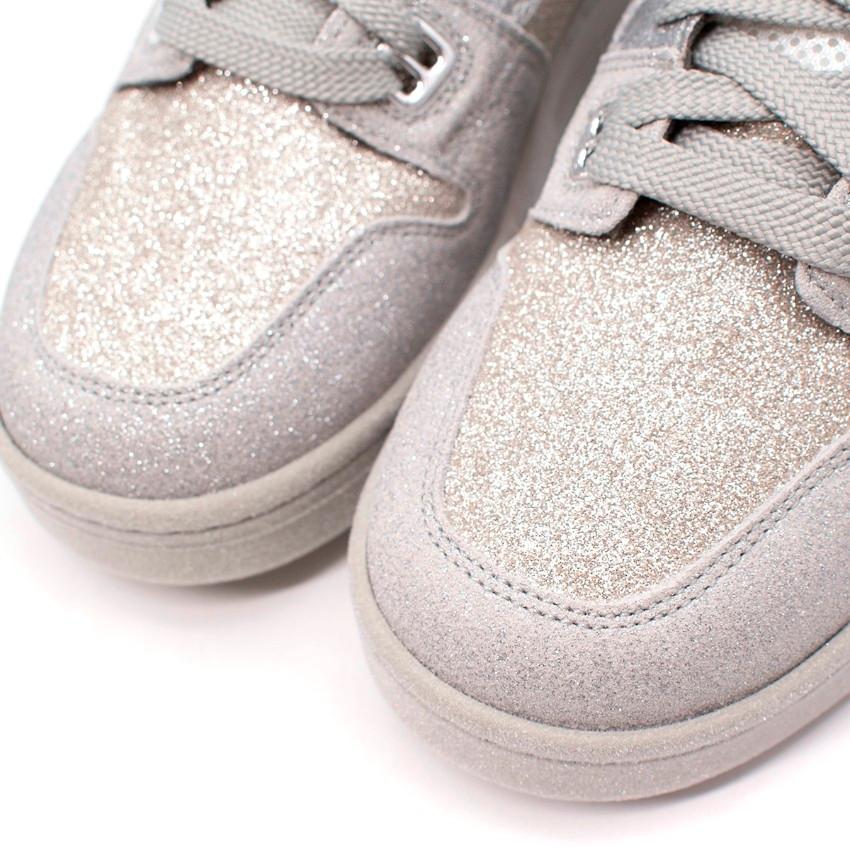 Acne Studios Silver High Top Glitter Sneakers - US 7.5 For Sale 2
