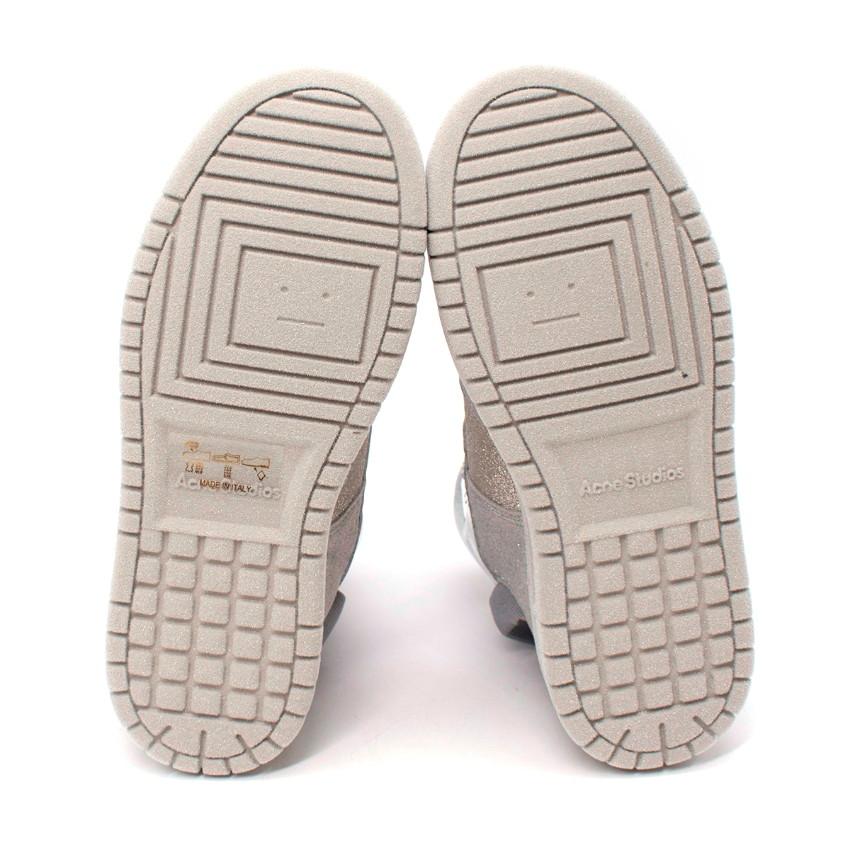 Acne Studios Silver High Top Glitter Sneakers - US 7.5 For Sale 3