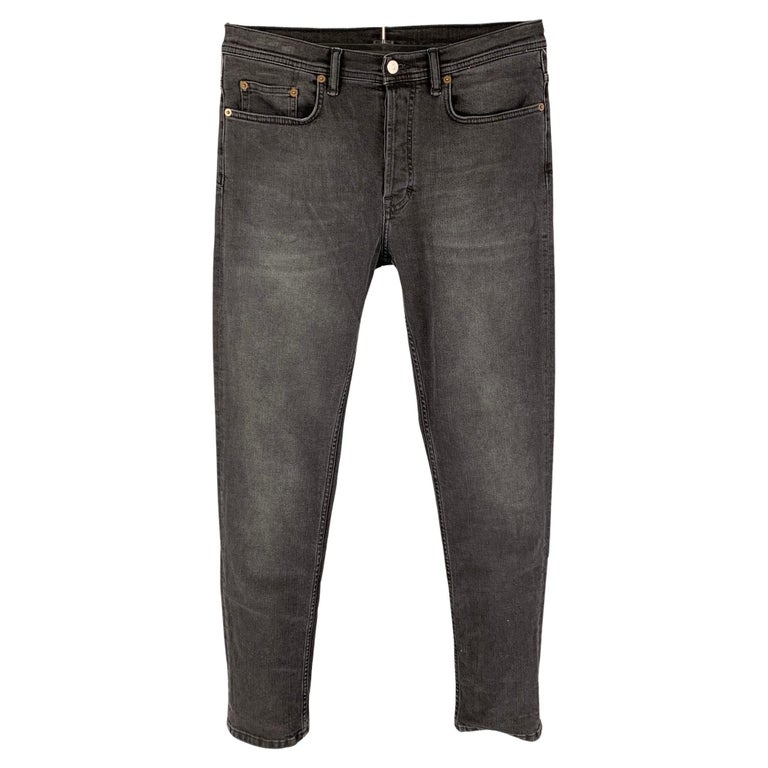ACNE STUDIOS Size 30 Grey Distressed Cotton Blend Jeans For Sale at 1stDibs