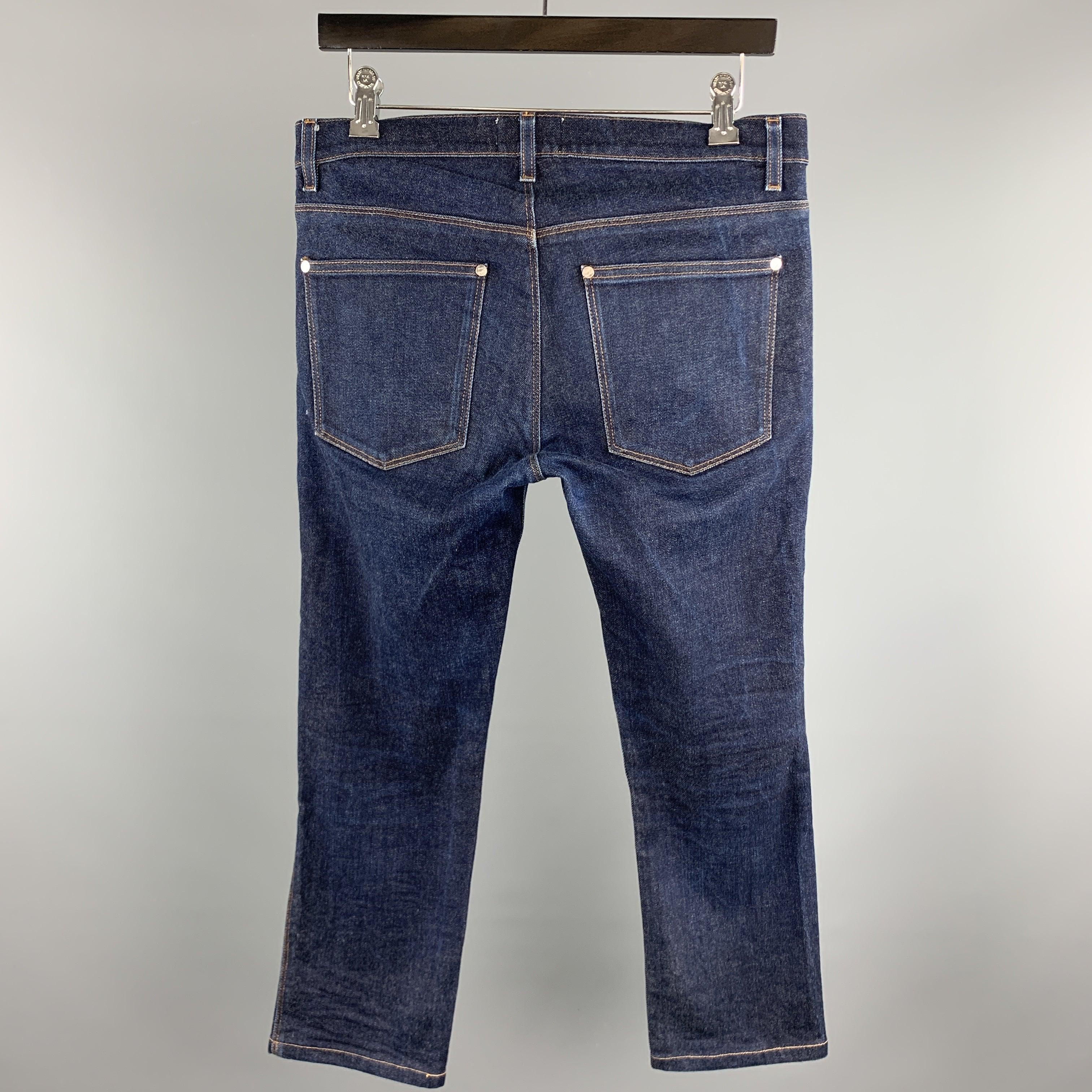 Gray ACNE STUDIOS Size 31 x 32 Indigo Solid Cotton / Polyurethane Zip Fly Jeans
