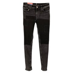 ACNE STUDIOS Size 34 Black Charcoal Cotton North Black Patch Slim Jeans