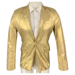 ACNE STUDIOS Size 36 Gold Metallic Linen Notch Lapel Sport Coat