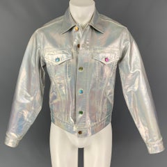 ACNE STUDIOS Size 36 Silver Holographic Cotton Trucker Jacket