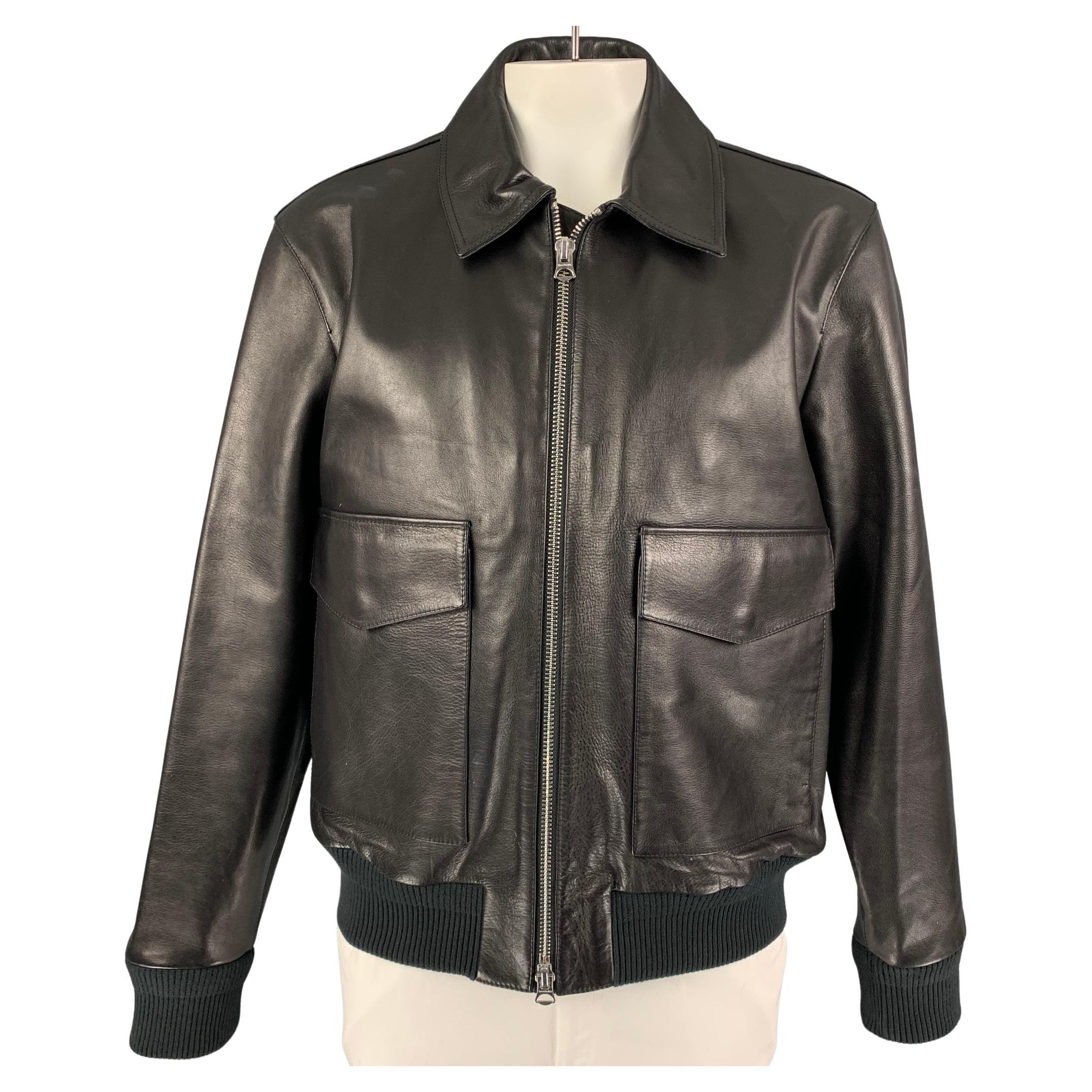 ACNE STUDIOS Size 44 Black Lazlo Leather Bomber Jacket