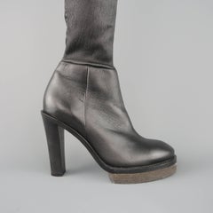 ACNE STUDIOS Size 6 Black Leather REVERY Platform Thigh High Boots