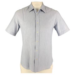 ACNE STUDIOS Size L Light Blue Cotton Short Sleeve Shirt