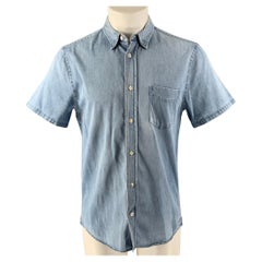 ACNE STUDIOS Size M Light Blue Washed Cotton Button Up Short Sleeve Shirt