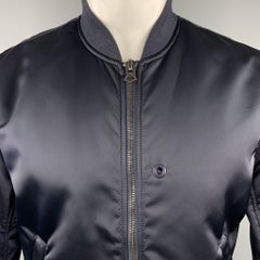 ACNE STUDIOS Size S Navy Nylon Satin Bomber Jacket