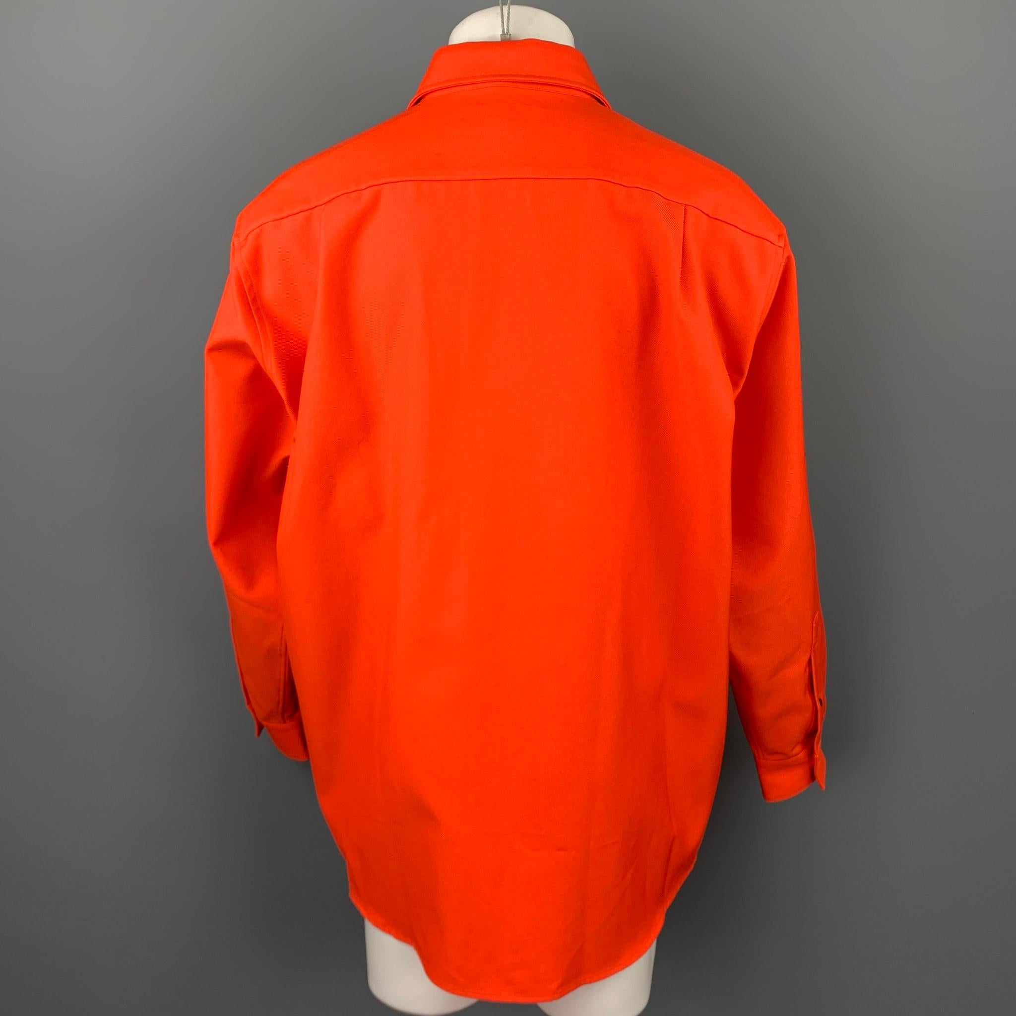 oversized orange button up shirt