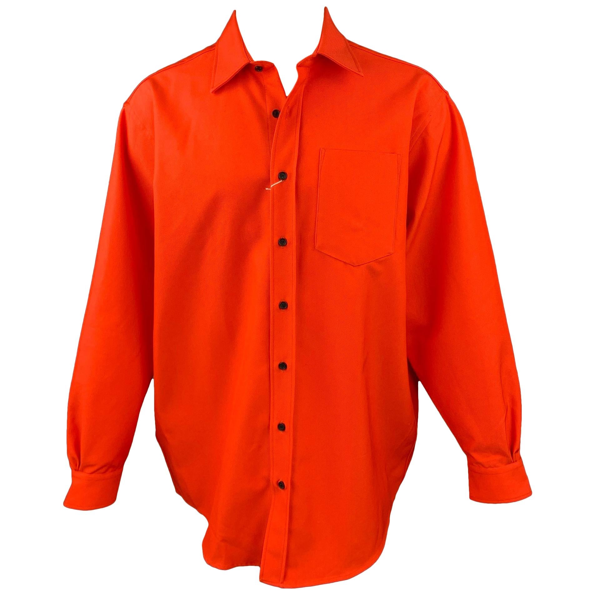 orange button up shirt