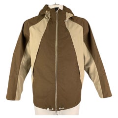 ACNE STUDIOS Size XL Brown Taupe Color Block Raincoat Jacket