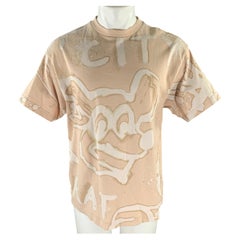 Camiseta de algodón con cuello redondo y estampado gráfico de ACNE STUDIOS, talla XXS, color beige y blanco