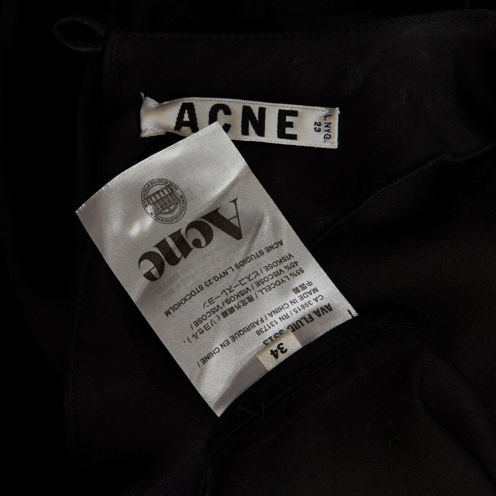 ACNE STUDIOS SS13 Ava Fluid black pleated voluminous long sleeve top FR34 XS 6