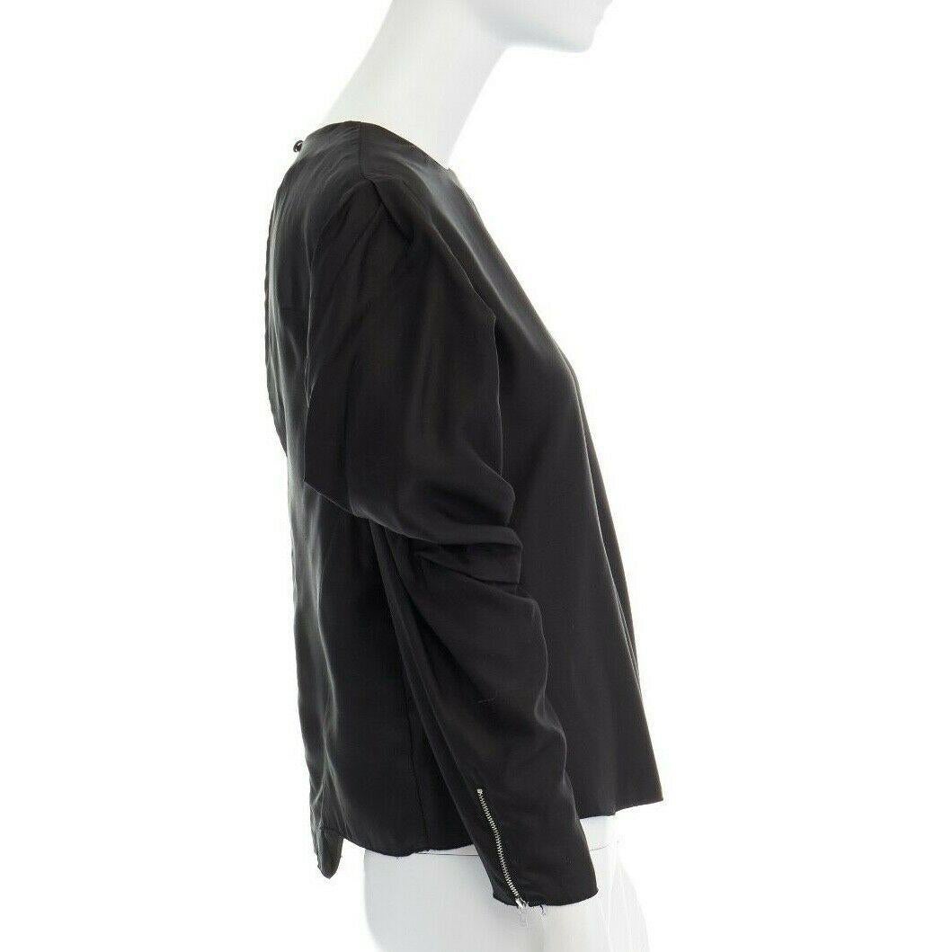 Women's ACNE STUDIOS SS13 Ava Fluid black pleated voluminous long sleeve top FR34 XS