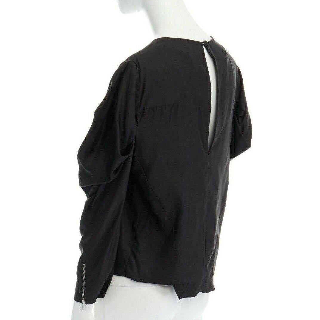 ACNE STUDIOS SS13 Ava Fluid black pleated voluminous long sleeve top FR34 XS 2