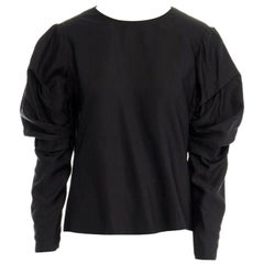 ACNE STUDIOS SS13 Ava Fluid black pleated voluminous long sleeve top FR34 XS