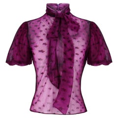 Acne Studios Star Print Bow-Detail Sheer Top