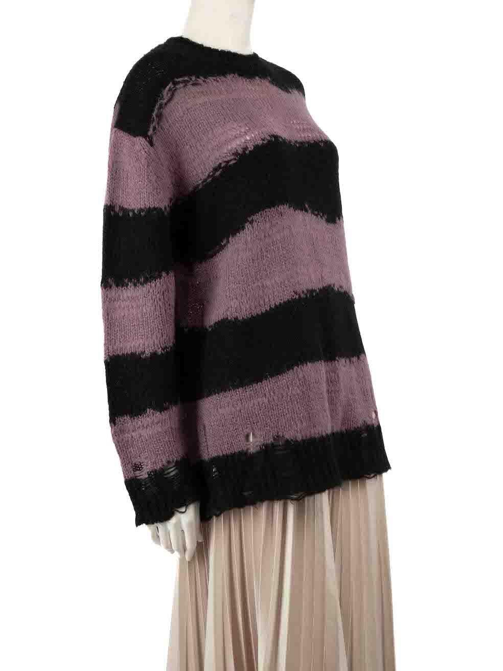 CONDITION is Very good. Hardly any visible wear to jumper is evident on this used Acne Studios designer resale item.
 
 
 
 Details
 
 
 Multicolour- purple and black
 
 Synthetic
 
 Knit jumper
 
 Striped pattern
 
 Long sleeves
 
 Round neck
 
 
