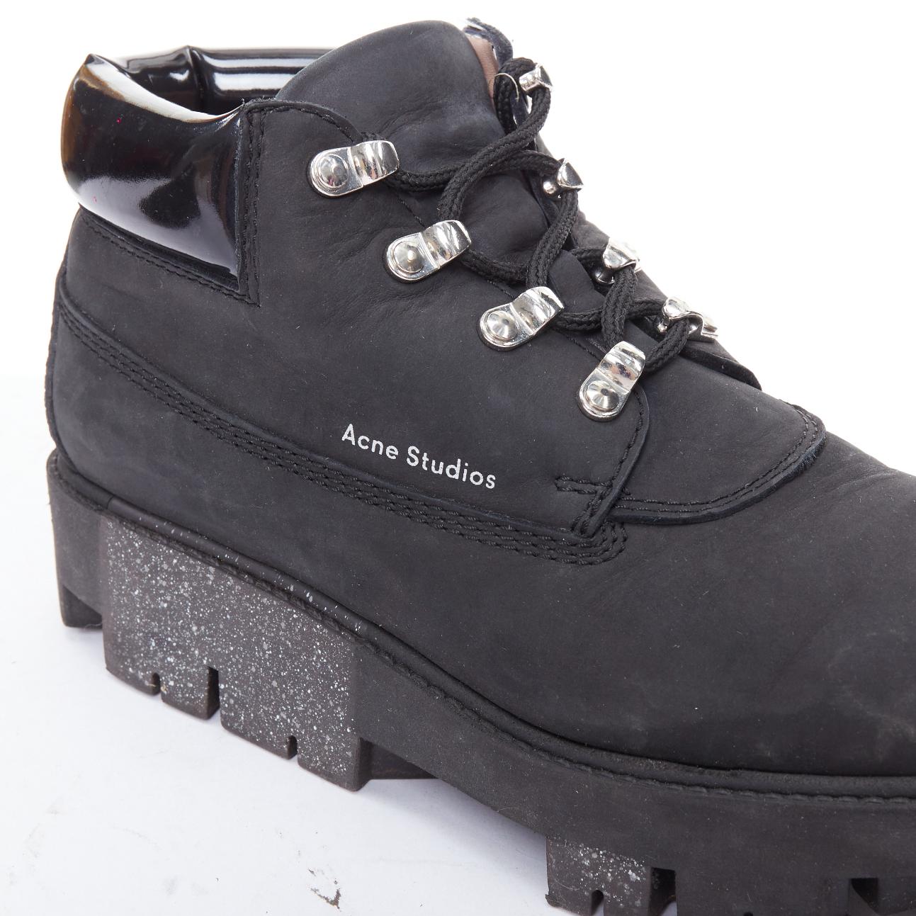 ACNE STUDIOS Tinne nobuk negro suela de tacos gruesos botas de montaña EU38 en venta 2