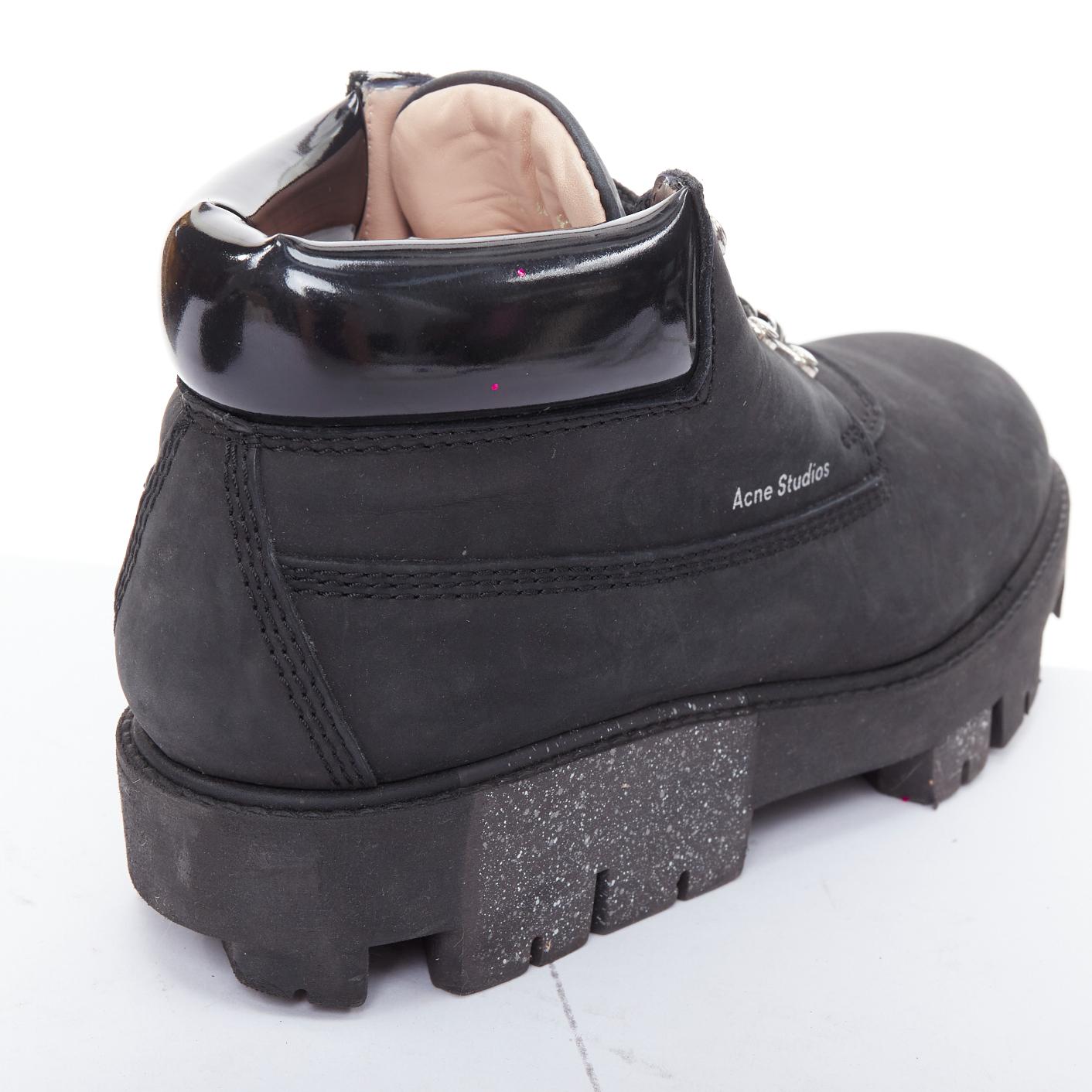ACNE STUDIOS Tinne nobuk negro suela de tacos gruesos botas de montaña EU38 en venta 3