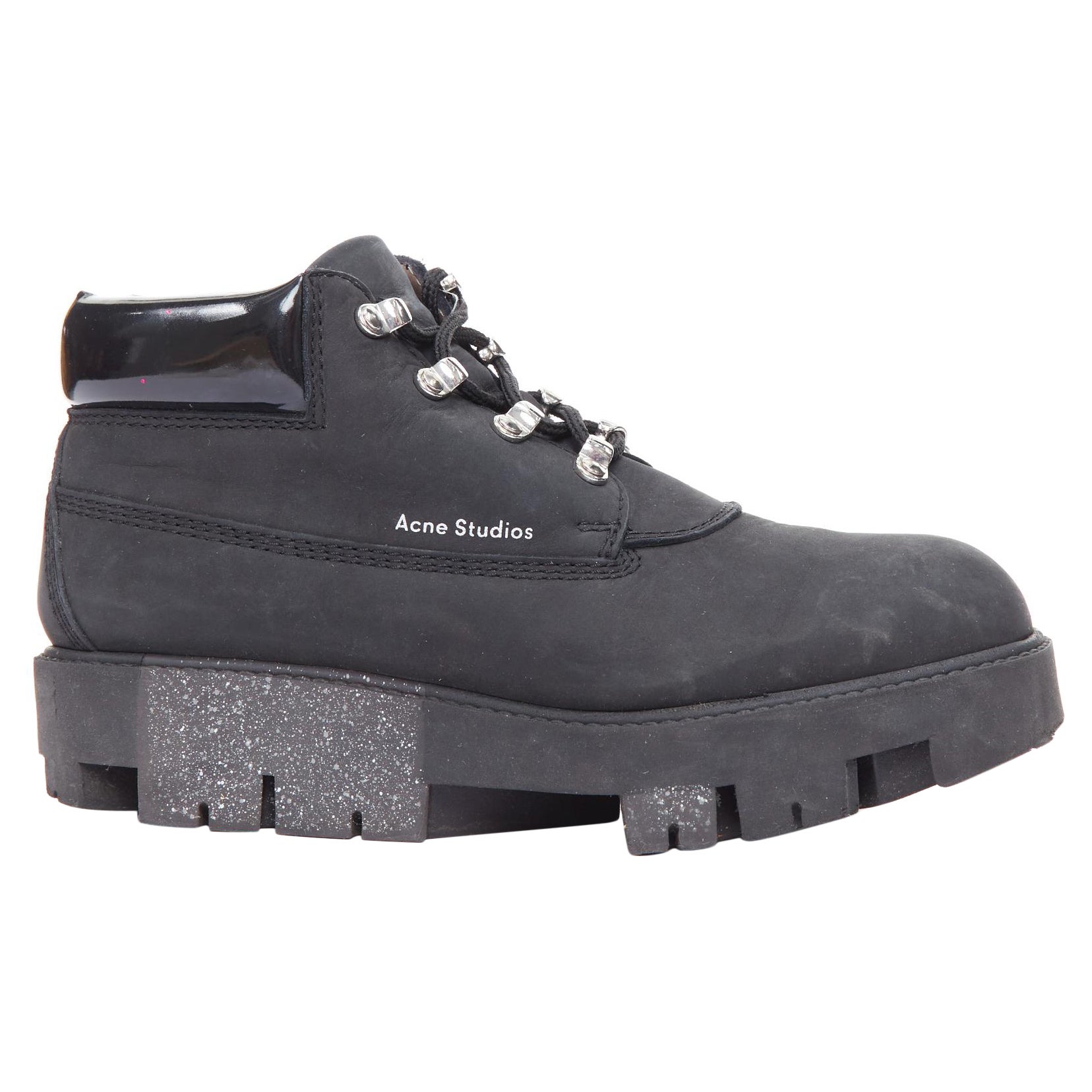 ACNE STUDIOS Tinne nobuk negro suela de tacos gruesos botas de montaña EU38