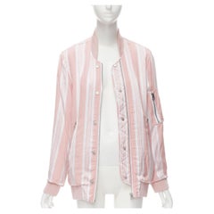 ACNE STUDIOS Varden 2016 pink white striped padded bomber jacket