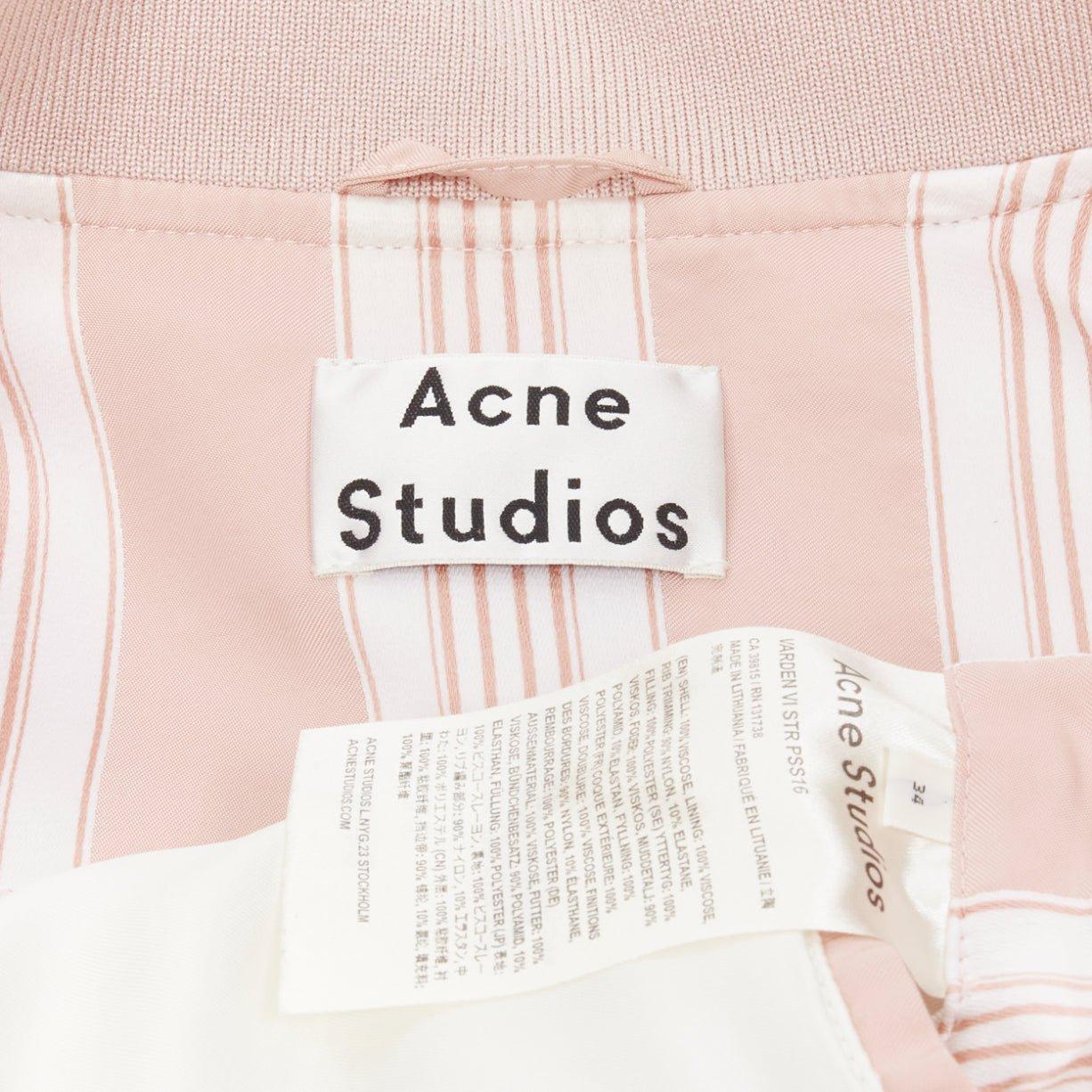 ACNE STUDIOS Varden 2016 bomber imbottito a righe bianche e rosa FR34 XS in vendita 5
