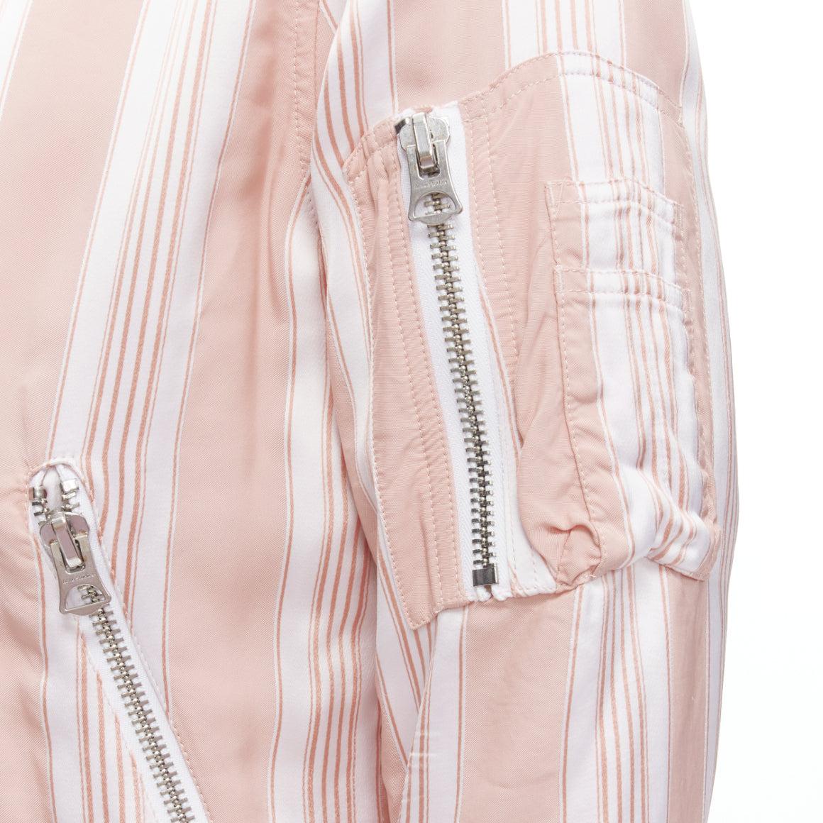 ACNE STUDIOS Varden 2016 pink white striped padded bomber jacket FR34 XS
Reference: KNCN/A00014
Brand: Acne Studios
Model: Varden
Collection: 2016
Material: Viscose
Color: Pink, White
Pattern: Striped
Made in: Lithuania

CONDITION:
Condition: Very