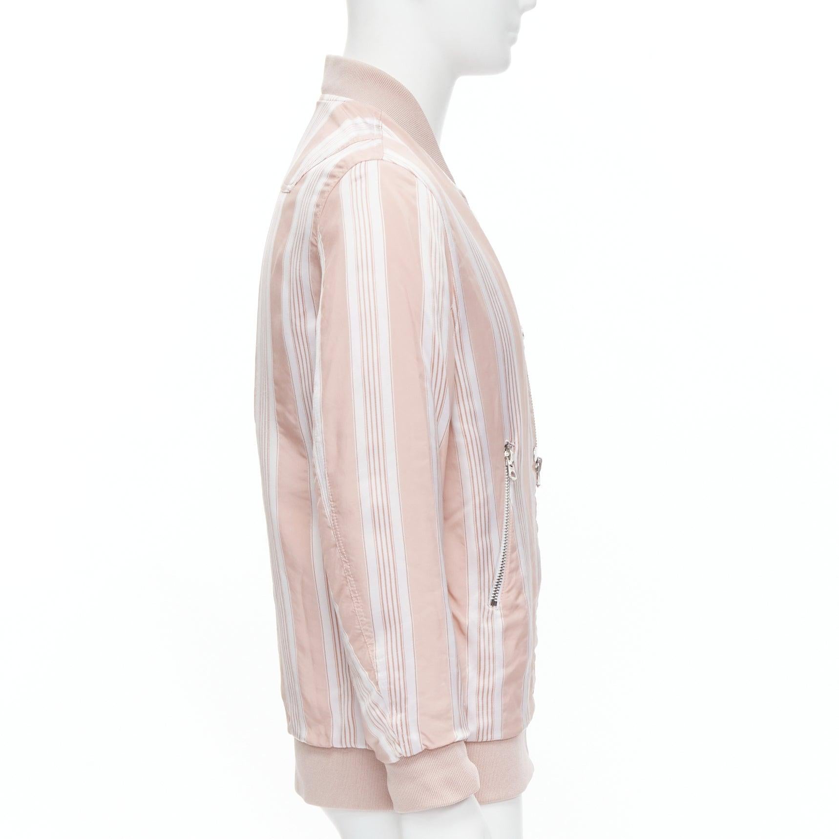 Women's ACNE STUDIOS Varden 2016 pink white striped padded bomber jacket FR34 XS For Sale