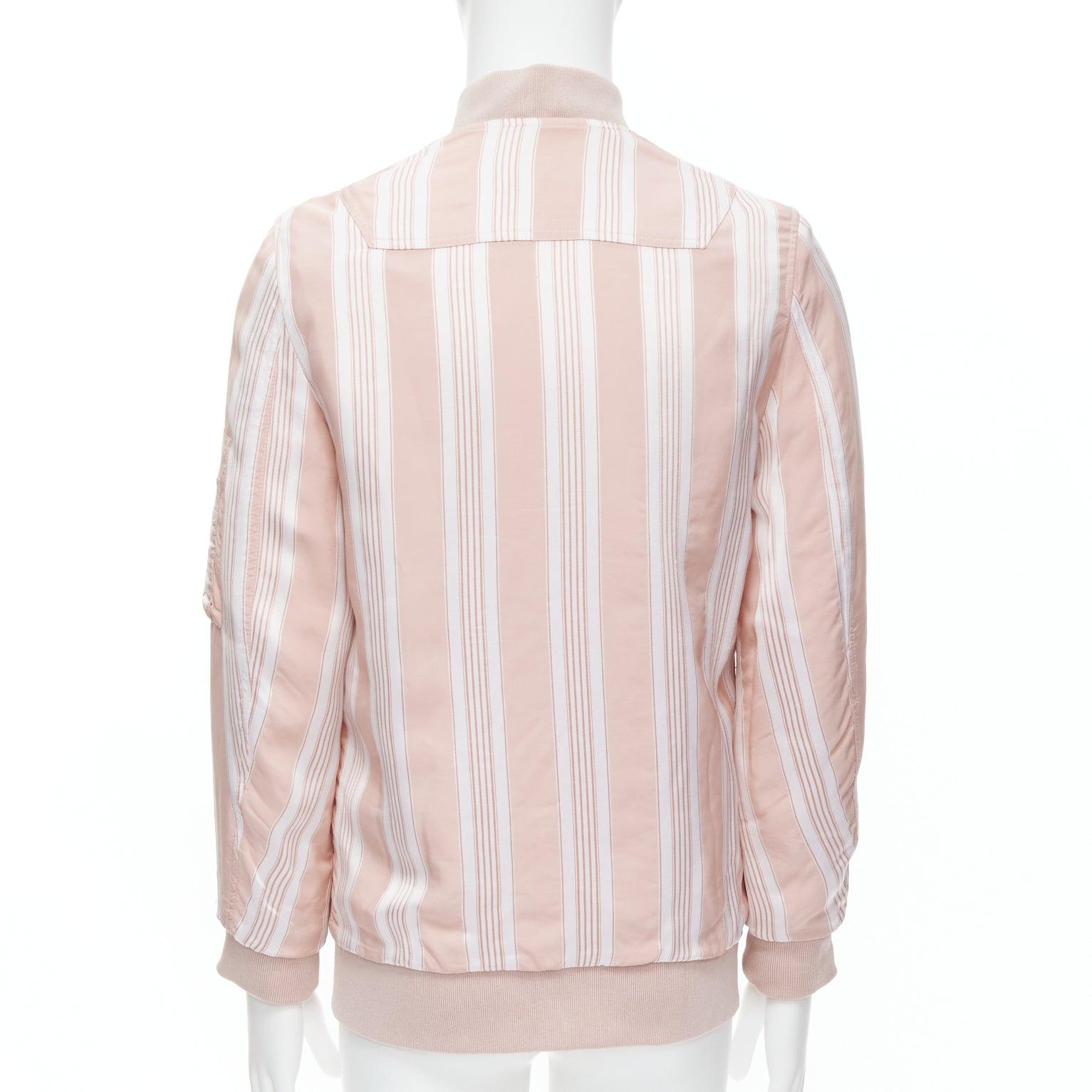 ACNE STUDIOS Varden 2016 bomber imbottito a righe bianche e rosa FR34 XS in vendita 1