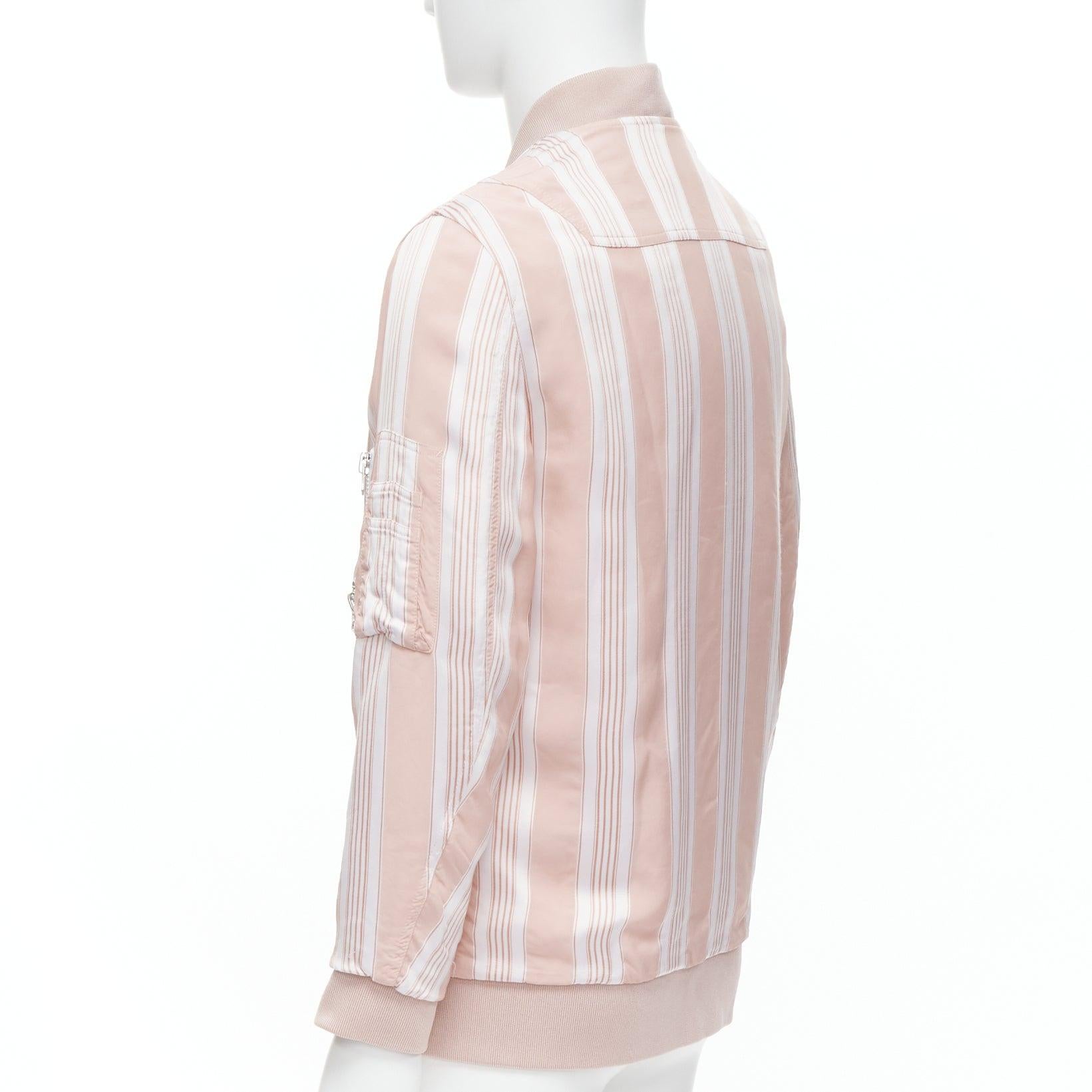ACNE STUDIOS Varden 2016 pink white striped padded bomber jacket FR34 XS For Sale 2