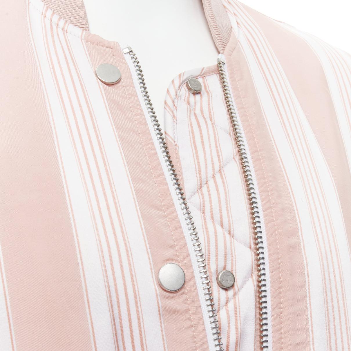 ACNE STUDIOS Varden 2016 pink white striped padded bomber jacket FR34 XS For Sale 3