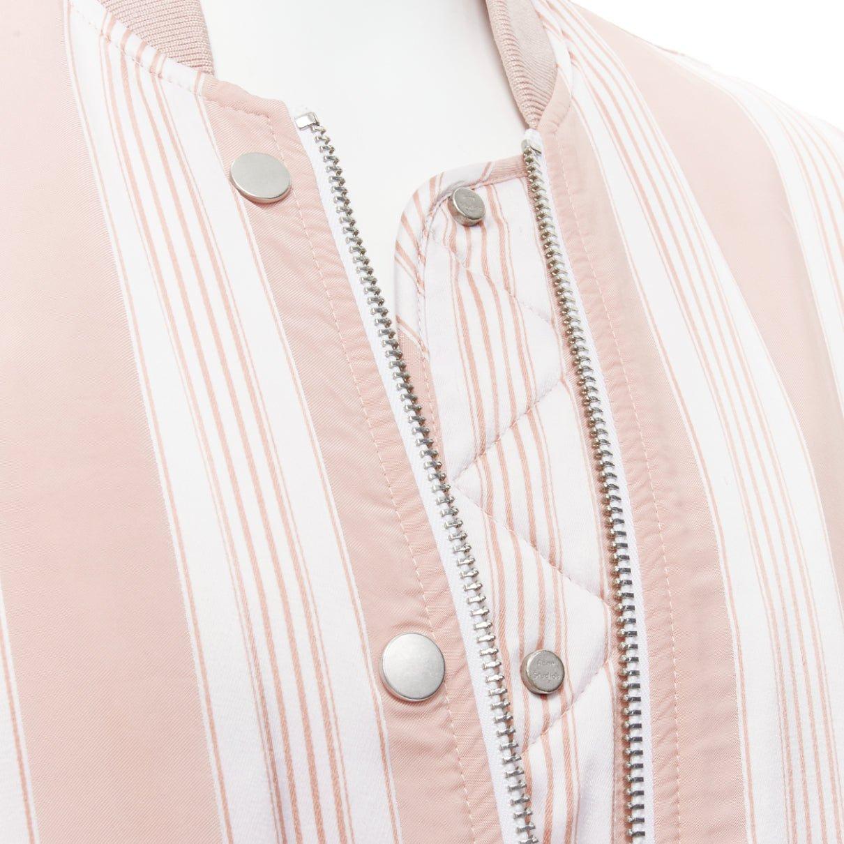 ACNE STUDIOS Varden 2016 bomber imbottito a righe bianche e rosa FR34 XS in vendita 3