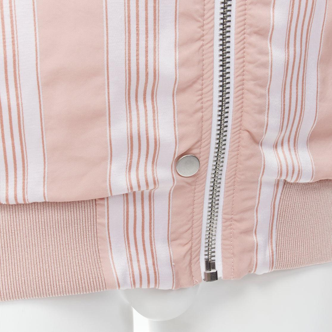 ACNE STUDIOS Varden 2016 pink white striped padded bomber jacket FR34 XS For Sale 4