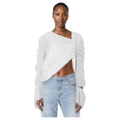 Acne Studios Blusa blanca asimétrica con mangas de volantes Talla S