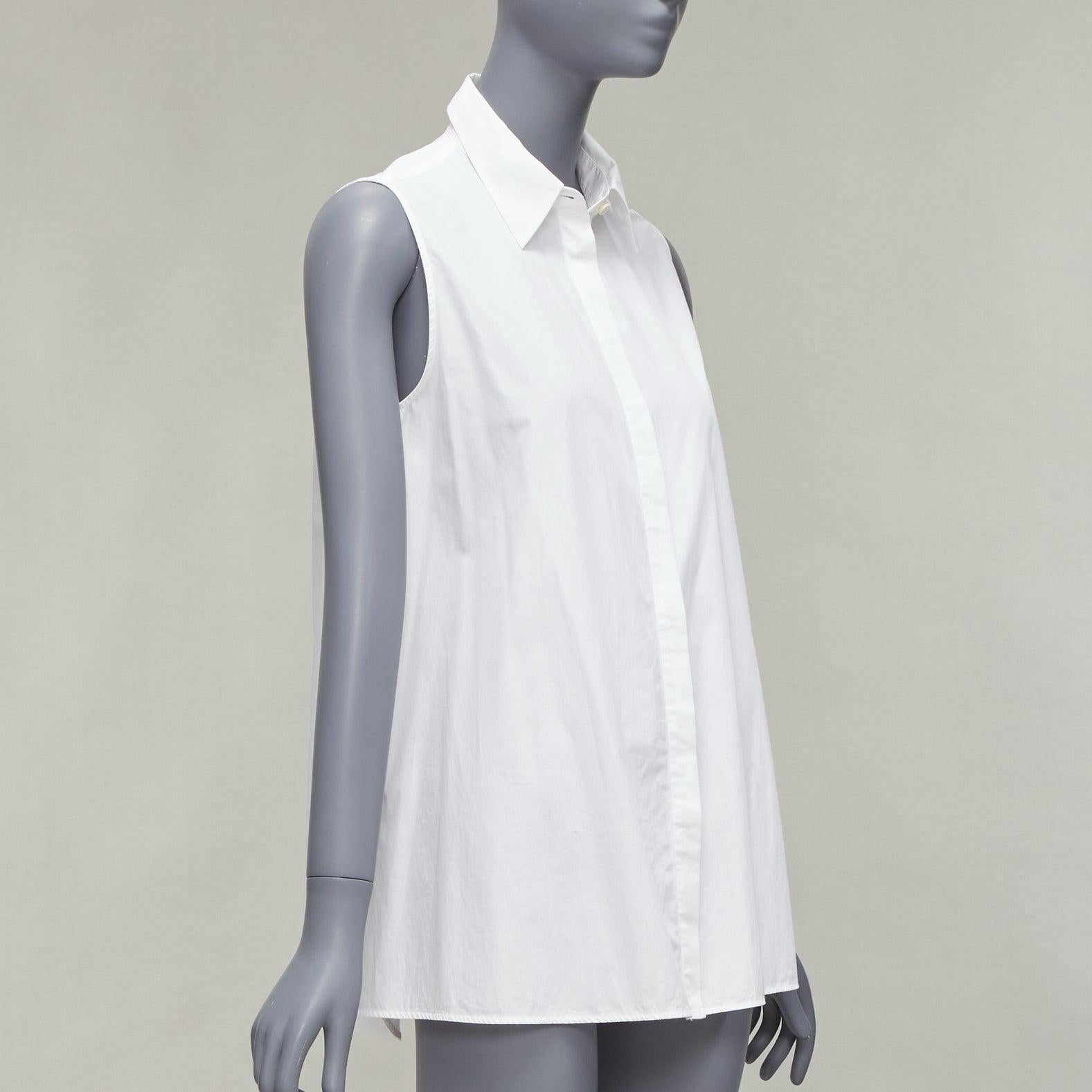 ACNE STUDIOS white cotton minimal sleeveless side slits tunic top FR36 S In Good Condition For Sale In Hong Kong, NT