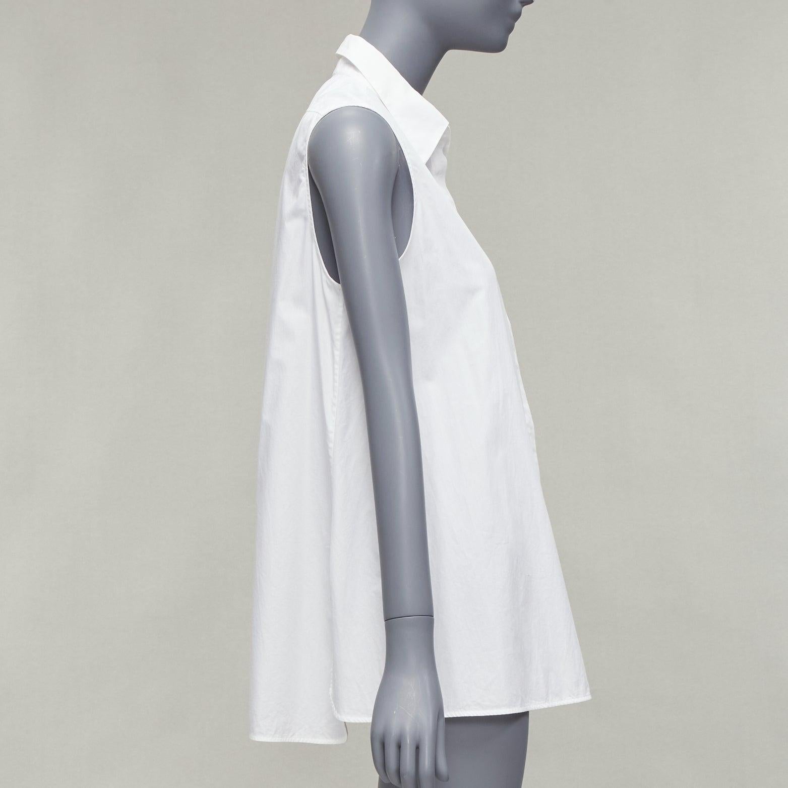 ACNE STUDIOS white cotone minimal senza maniche e con spacchi laterali, top a tunica FR36 S. In condizioni buone a Hong Kong, NT